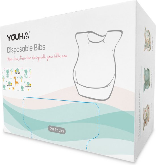 Youha wegwerp slabbetjes - 20 stuks per doos - met opvangbakje - waterdicht opvangbakje - absorberend materiaal - Dierentuin patroon van Youha — afbeelding 5