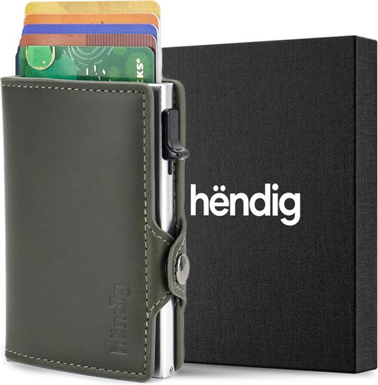 Porte-cartes Hëndig Premium Vert foncé - 11 cartes + billets Porte-cartes de crédit RFID Portefeuille extensible pour hommes et femmes Inc. Emballage cadeau de Luxe