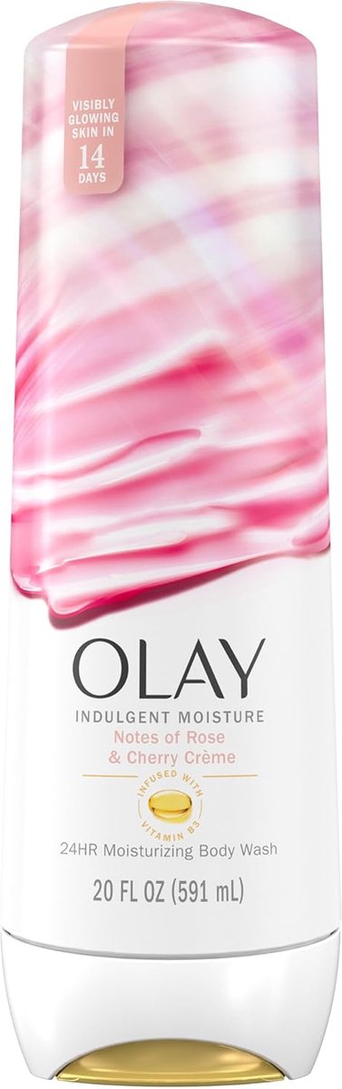 Goedkoopste Olay Indulgent Moisture Body Wash Infused with Vitamin B3 - tonen van rozen- en kersencrème - 591ml