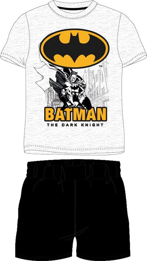 Batman shortama/pyjama the dark knight katoen grijs/zwart maat 122