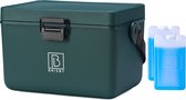 Brisby Koelbox - Frigobox - Coolbox - Auto - Lichtgewicht - Broodtrommel - 12L - 2 Gratis koelelementen van 450ml per stuk - Incl. Dividers Snijplanken - Bieropener - Flesopener - Max. 40 uur isolatie - Groen