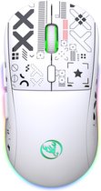 Souris de Gaming sans fil HXSJ T90 2.4G - Souris d'ordinateur - Ultra légère - Compacte pour les Bébé en route - Siècle des Lumières RVB - Wit