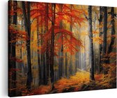 Artaza Canvas Schilderij Bos in de Herfst - 60x40 - Wanddecoratie - Foto Op Canvas - Canvas Print