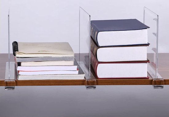 Plankverdeler van acryl scheidingswandrek reksysteem zonder boren voor boekenkast kledingkast en hangrekken 6 stuks Kledingkast