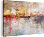 Artaza Peinture sur toile oeuvre abstraite avec couleurs rouge, jaune et marron - 90x60 - Décoration murale - Photo sur toile - Impression sur toile