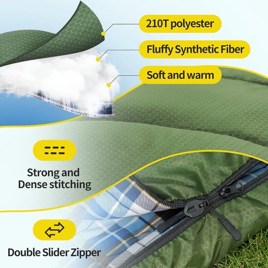 Winter Slaapzak voor Volwassenen 3-4 Seizoenen Ulralicht - Waterdicht, Compact - Voor Outdoor Trekking, Kamperen en Reizen van Merkloos — afbeelding 2