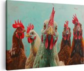 Artaza Canvas Schilderij Kunstwerk van een Groep Kippen - 30x20 - Klein - Foto Op Canvas - Canvas Print