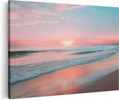 Artaza Canvas Schilderij Zonsondergang op het Strand - 30x20 - Klein - Foto Op Canvas - Canvas Print