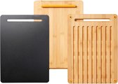 Snijplanken-set Functional Form 3 stuks snijplank broodplank en kunststof snijplank bamboe/kunststof met bonusgereedschap