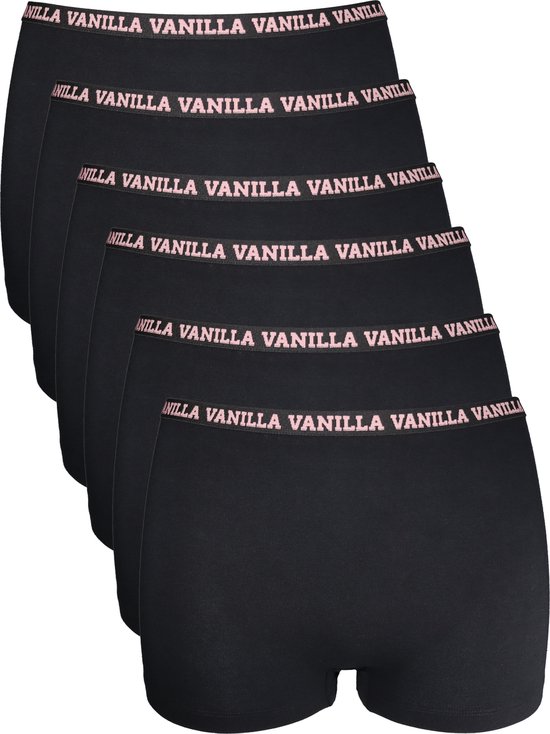 Vanilla - Boxer femme, Sous-vêtements femme, Lingerie - 6 pièces - Coton égyptien - Zwart - XXL