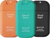 HAAN Hydrating Hand Sanitizer - Handspray - Desinfecterend - 30ml - 3-Pack - Navulbaar - Daily Moods Mix: Dew of Dawn, Sunset Fleur, Wood Night