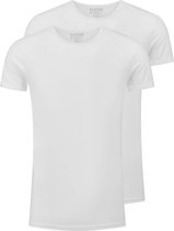 Slater 6500 - Stretch 2-pack T-shirt ronde hals korte mouw wit S 95% organisch katoen 5% elastan