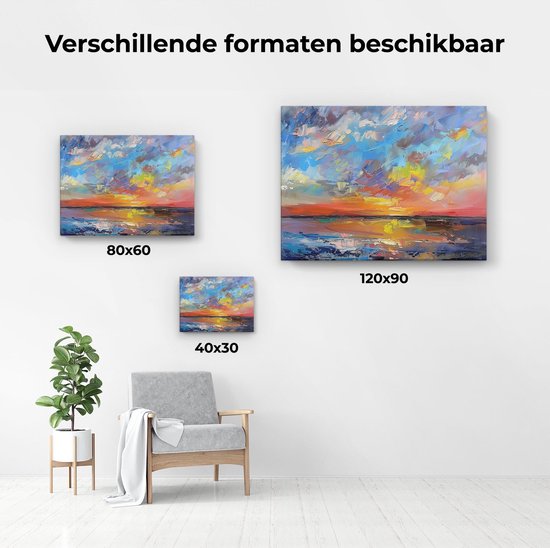 Artaza Peinture sur toile oeuvre abstraite d'un coucher de soleil - 120x90 - Décoration murale - Photo sur toile - Impression sur toile
