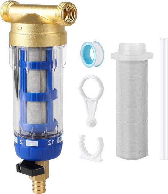 Foto: Herbruikbaar uitspoelbaar fijnfilter spin dow sediment waterfilter met reservefilter voor tuinslang waterkraan 3 4 waterfilter kraan