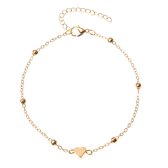 Plux Fashion Hart Enkelband - Goud - 2mm/22cm + 7cm verlengstuk - Sieraden - Gold Ankle Bracelet - Stainless Steel - Enkelband - Schakel Enkelband - Sieraden Cadeau - Luxe Style - Duurzame Kwaliteit - Moederdag Cadeau