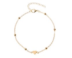 Plux Fashion Hart Enkelbandje - Goud - 2mm/22cm + 7cm verlengstuk - Sieraden - Gold Ankle Bracelet - Stainless Steel - Enkelbandjes Dames - Schakel Enkelband - Sieraden Cadeau - Luxe Style - Duurzame Kwaliteit - Moederdag Cadeau