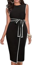 Sexy elegante sjieke stretch jurk zwart wit wikkeljurk plus size 5XL eu 54