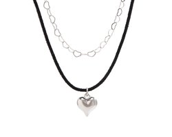 Plux Fashion Hart Choker - Zilver - 30cm + 7cm verlengstuk - Sieraden - Heart Choker - Choker - Stoffen Choker - Sieraden Cadeau - Duurzame Kwaliteit - Moederdag Cadeau