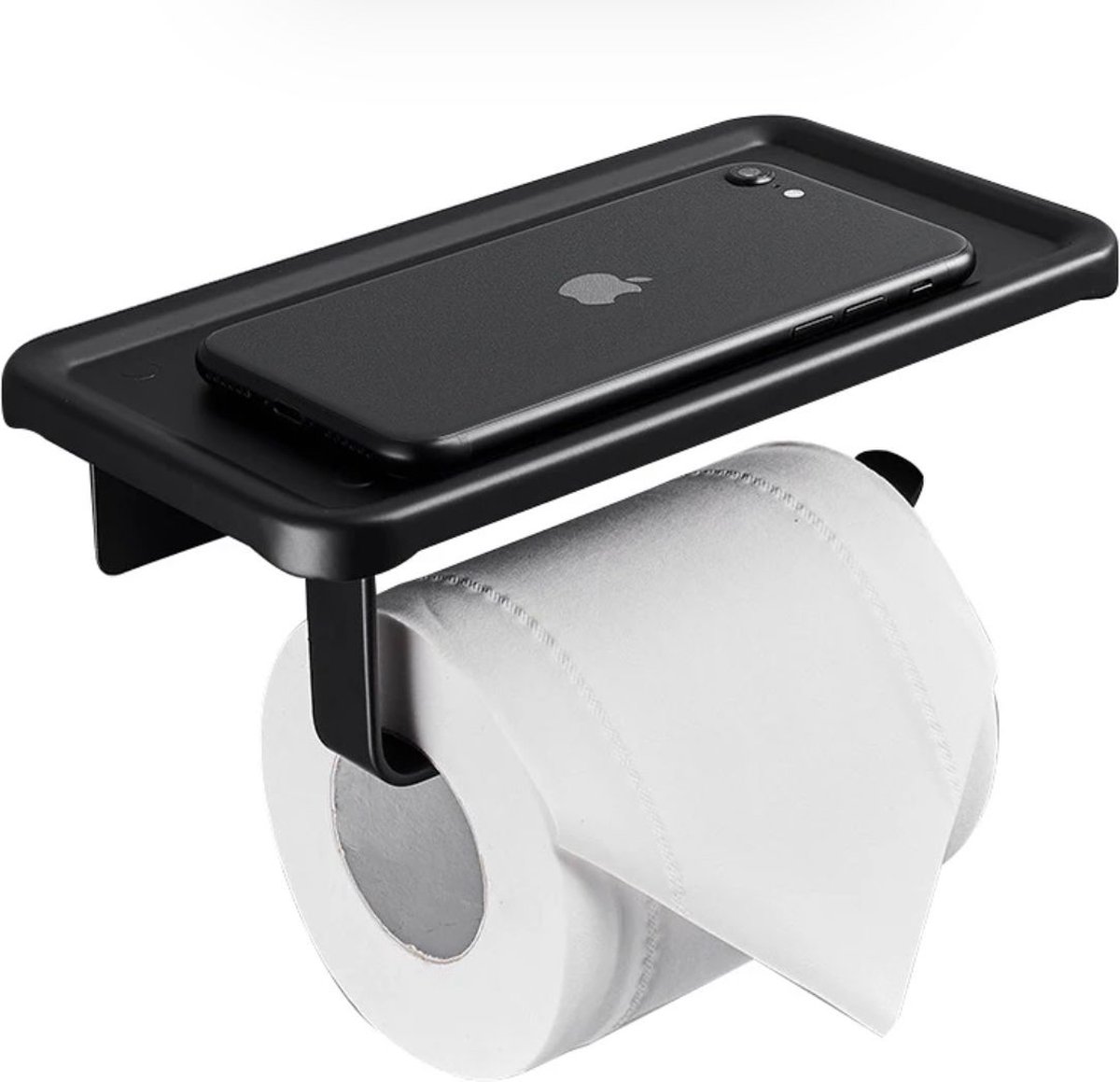 Meiyijia Toiletrolhouder, Zonder Boren, zelfklevend, Wandhouder Toiletpapierhouder, Multifold papieren handdoekdispenser, Met waterdichte en stofdichte afdekking (Zwart Wit