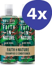Faith in Nature Aloe Vera 2 in 1 Pack - Shampoo & Conditioner (4x 2 stuks)