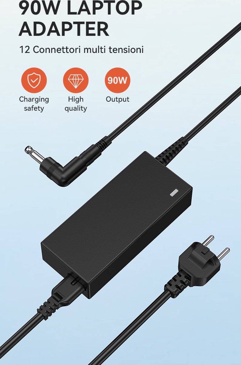 MG – Universele Laptop Adapter – Laptop lader – Laptop Adapter Met 12 Aansluit Kopjes – 90W