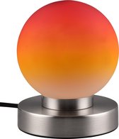 LED Tafellamp - Trion Bolle - E14 Fitting - 1 lichtpunt - Mat Nikkel - Metaal - Oranje Glas