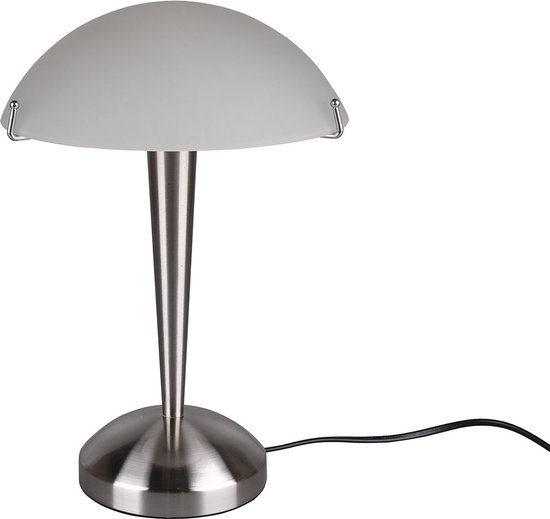 LED Tafellamp - Torna Ilza - E14 Fitting - 1 lichtpunt - Mat Nikkel - Metaal - Wit Glas