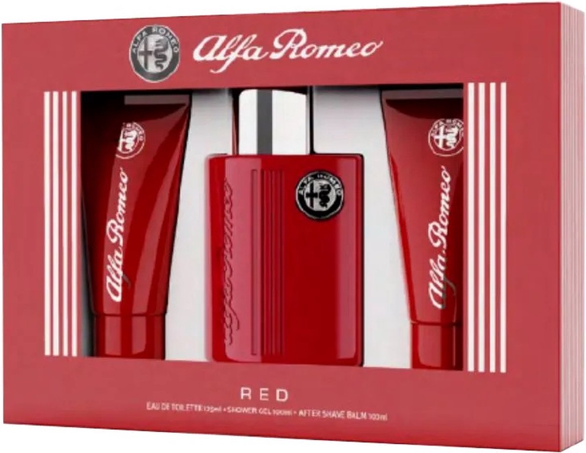 Goedkoopste Alfa Romeo RED 3 delig Giftset met 125ml EDT 100ml After Shave Balsem 100ml Douchegel
