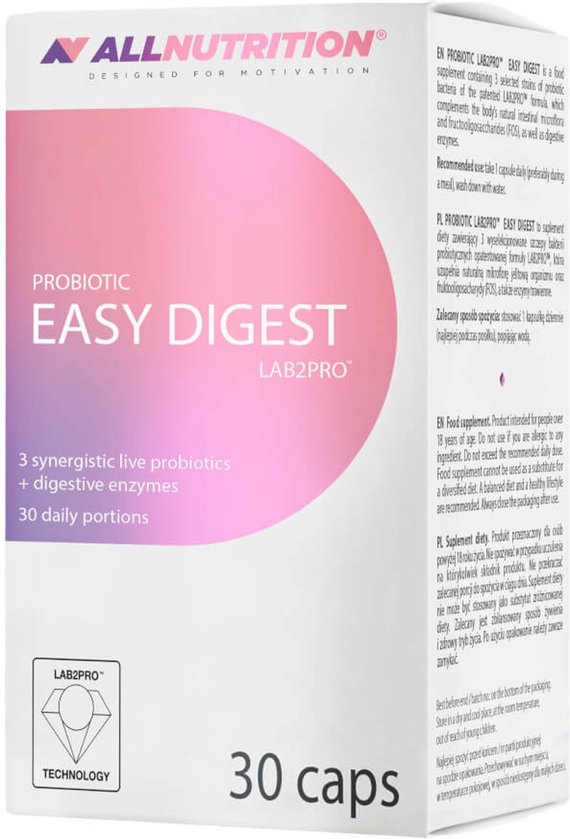 Goedkoopste Allnutrition | Probiotica Easy Digest LAB2PRO | 30 capsules 30 servings | Supplement | Darmflora | Spijsvertering | Nutriworld
