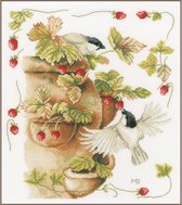 borduurpakket PN0168599 marjolein bastin, vogels met aardbeien