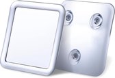 Anti-condens-douchespiegel met drievoudige zuignap, badkamerspiegel van onbreekbaar kunststof voor scheerbeurt en baard, 13,5 cm x 13,5 cm (chroom), douchemspiegel