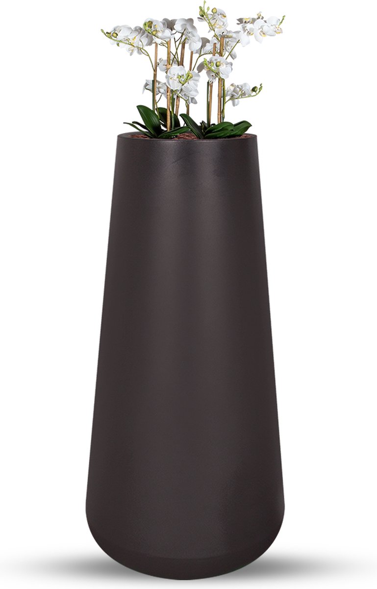 HTT Decorations Kunstplant Phalaenopsis mini wit in Lucas H130 cm zwart