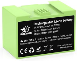 Melasta vervangingsaccu, batterij, Li-ion, 2900mAh 14,4V batterij voor iRobot Roomba e en i-serie i7/i7+ i4/i4+ i3/i3+ e5 e6 i7158 i7550 i755020 7150 7550