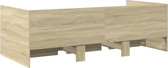 Houten dagbed met lades in eikenkleur, zonder matras.