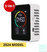 Ketchy 3 in 1 CO2 Meter - CO2 meter - Luchtkwaliteitsmeter - CO2 meter binnen - Thermometer - Hygrometer - Draagbaar en Oplaadbaar - Incl. CO2 Alarm en USB-kabel