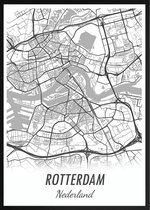 Breng de Dynamiek van de Havenstad naar Je Muur met Onze Rotterdam Plattegrond Poster! Voor de echte Rotterdam liefhebber 50x70cm met witte lijst