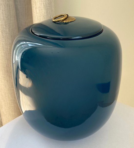 Viooltjes urn - Blauw/Groen - 3.7L - hoogwaardig keramiek - SANA - moderne urn - crematie urn - as urn - huisdieren urn - urn hond - urn kat - menselijk as - familie urn - urn voor as volwassen - urne - urne hond - urnen - urne kat