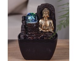 Kamerfontein Boeddha Theravada (18cm) | Binnenfontein | Waterornament | Incl. LED Verlichting | Feng Shui Webwinkel