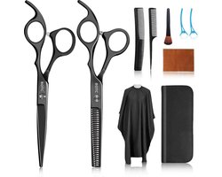BOTC Kappersset - 11 Delig - Kappersschaar Rechtshandig - Met borstel - Haar Knippen Thuis of Salon - Volwassenen & Kinderen - Zwart