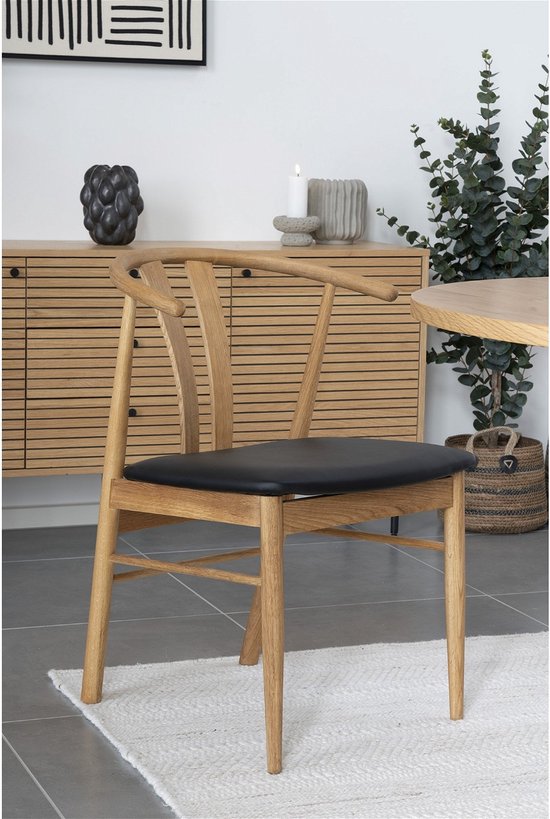 Chaise de salle à manger Chêne - Zwart - 60x54x77cm - House Nordic