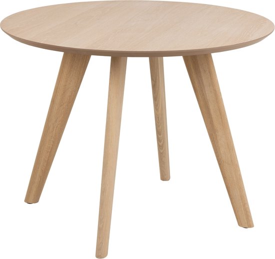 Table de salle à manger ronde Townsville - Placage chêne blanc, 100x75 cm - Actona - Tables à manger rondes 100cm - Blanc - Bois|Placage|MDF - Tables à manger rondes 100cm
