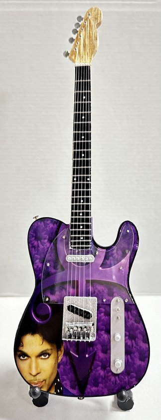 Mini Gitaar Prince met foto Paars 25cm Miniature- Guitar-Mini -Guitar- Collectables-decoratie -gitaar-Gift--Kado- miniatuur- instrument-Cadeau-verjaardag