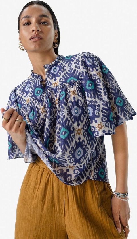 Sissy-Boy - Blouse trapèze bleue à imprimé