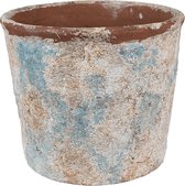 Clayre & Eef Pot de fleurs Ø 23x20 cm Beige Bleu Terre cuite