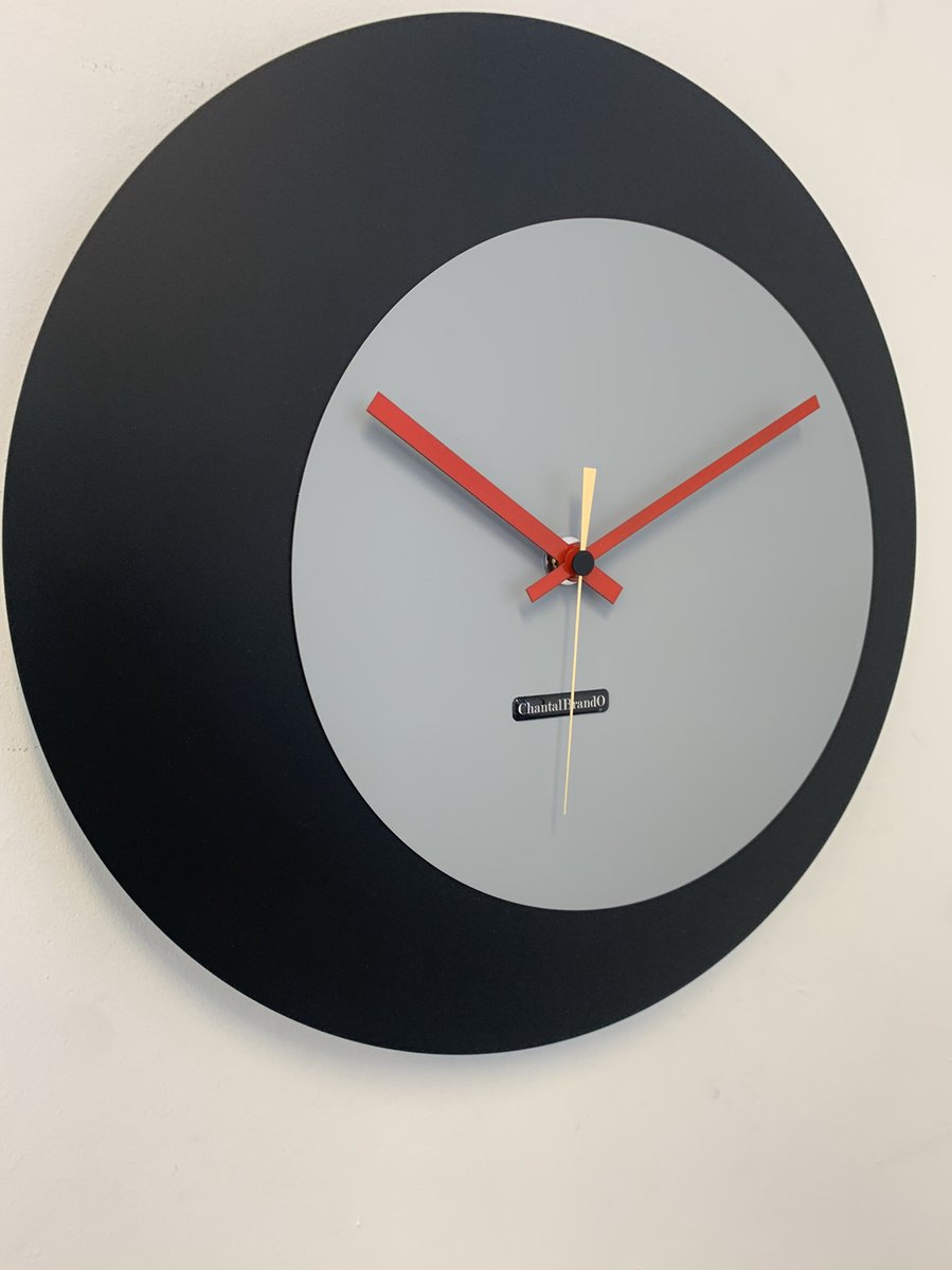 ChantalBrandO wandklok ECLIPS Zwart & Grijs Modern Design