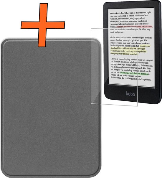 Étui adapté pour Kobo Clara Color Cover Book Case - Étui adapté pour Kobo Clara Color Case Book Cover avec protecteur d'écran - Grijs