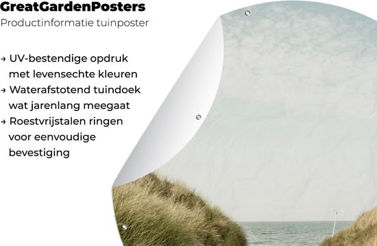 Jardin Cercle Plage - Vélo - Nuages - 120x120 cm - Poster Jardin Rond - Extérieur XXL / Groot format !