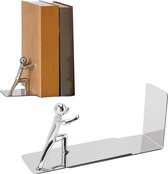 Heavy Duty Metal Book Stands Book Holder Stopper Table Decor For Shelf Office Home met Kung Fu Man design book stand