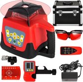 Vevor - Kruislijnlaser - Bouwlaser - 360 Graden Draaibaar - Bouwlaser - Afstandsmeter - Zelfnivellerende Laser - 500M Range - Rood - Inclusief Accessoires