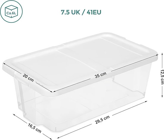 QWORK® 20 Stuks Schoenen Dozen, Kunststof Opbergdozen, Opvouwbare Transparante Schoenendoos, Schoenenopberg Dozen met Deksel, voor Damesschoenen